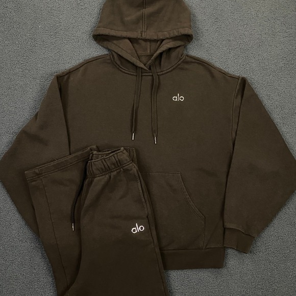 ALO Yoga Tops - ALO Yoga Accolade Sweatsuit Womens Medium/XS Espresso Brown Hoodie Pants Set